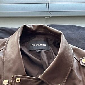 Fashion Nova Women’s  Brown Leather Jacket